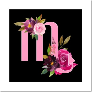 Scorpio Horoscope Zodiac Pink Flower Design Posters and Art